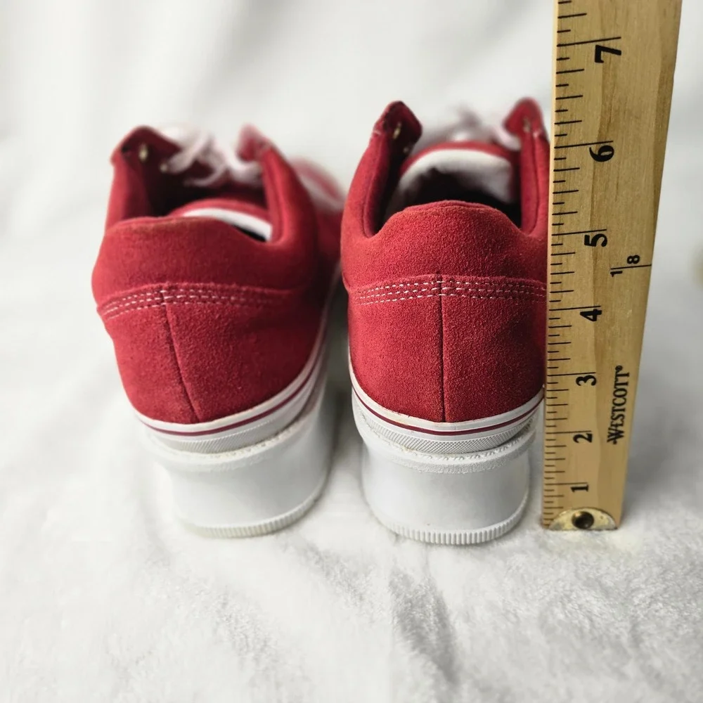 Skechers Jammers Heritage Red Suede Platform Sneakers Womens 10 Retro 74360